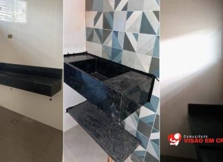 Nova igreja recebe bancadas de mármore Nova igreja da Visão em Cristo recebe bancadas e divisórias de mármore nos banheiros e lavabo, avançando nas etapas de acabamento.