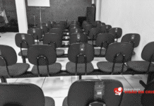 Forro de gesso desaba momentos antes do culto e igreja cancela reunião de quinta-feira Queda de parte do forro de gesso cancela culto na Visão em Cristo. Diácono Ozeir não sofreu ferimentos graves e membros ajudaram na retirada do teto.